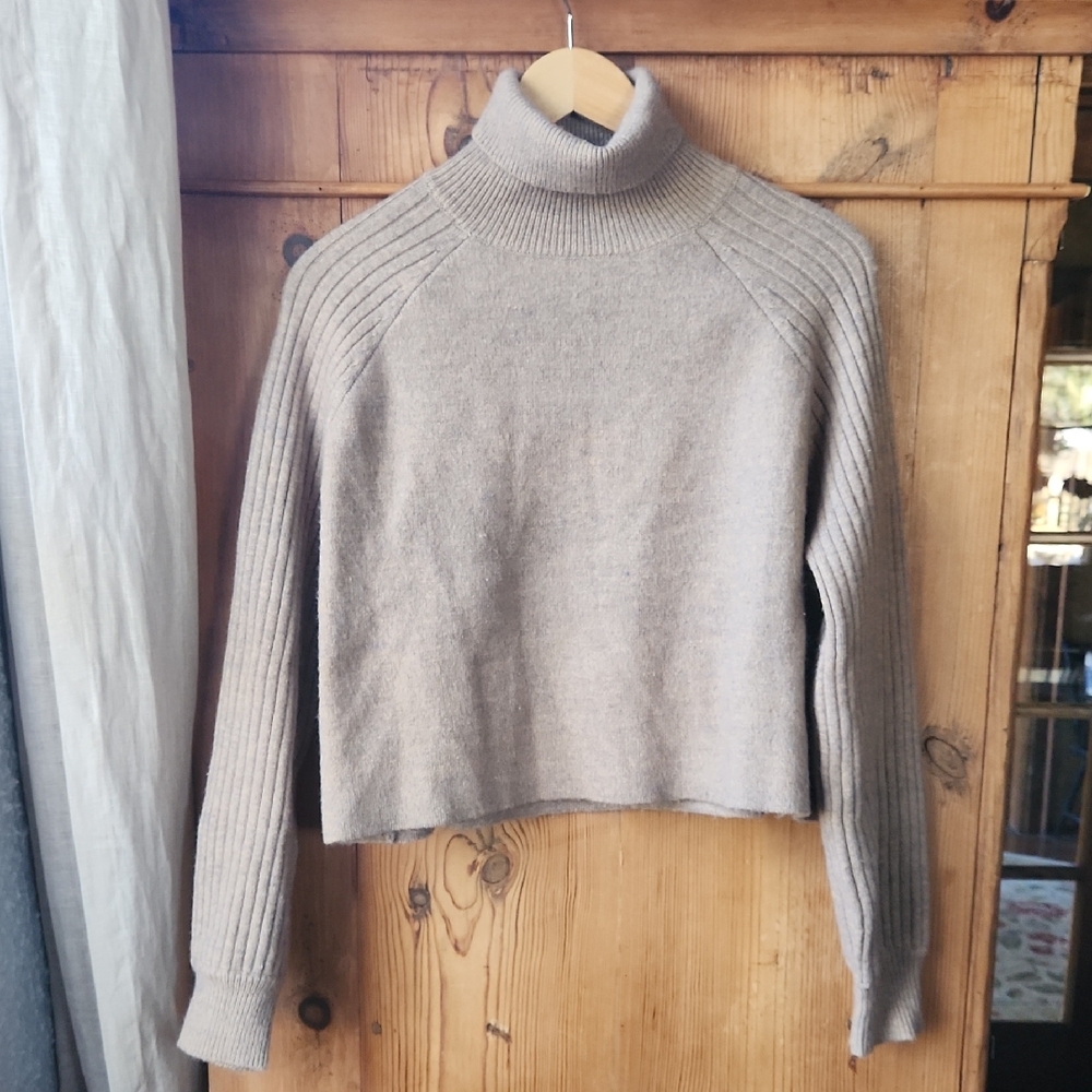 M. Rena Light Gray Turtleneck Sweater